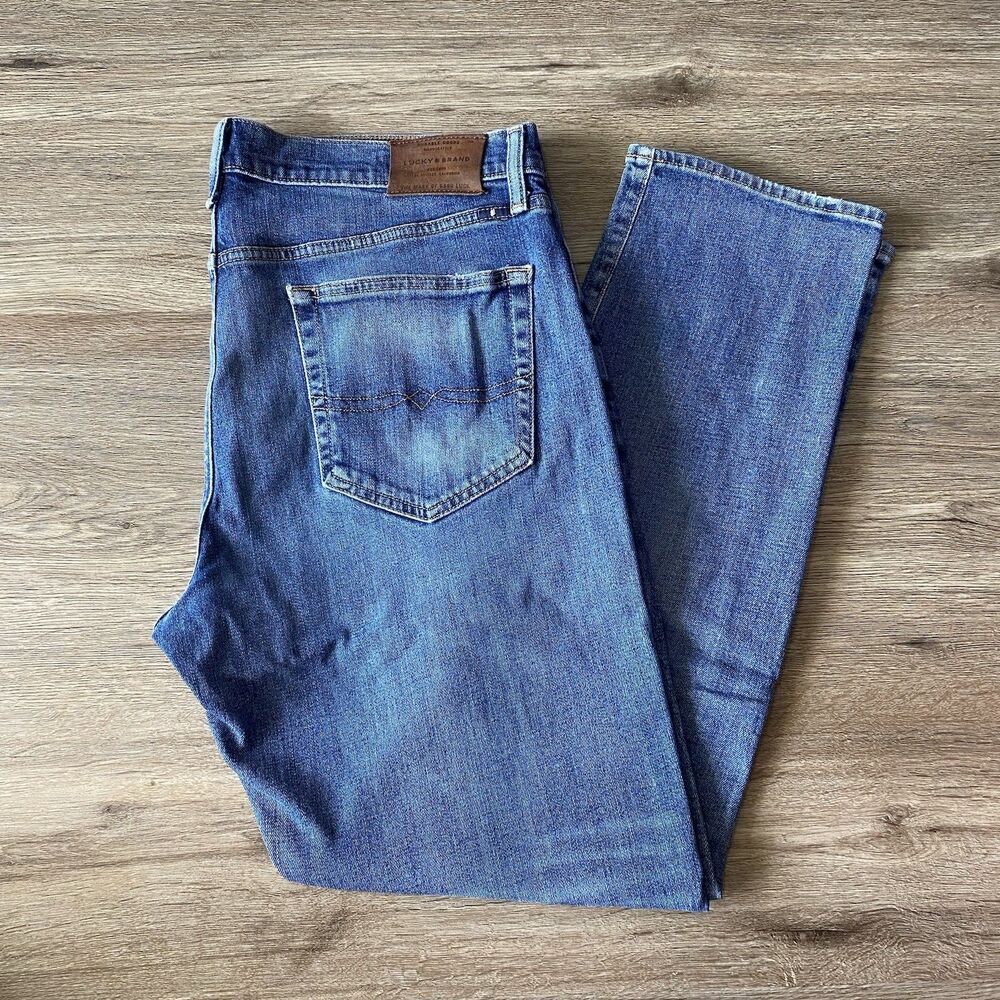 Lucky Brand Men's Jeans 121 Slim Fit Medium Wash Faded Blue Denim Size 36x30